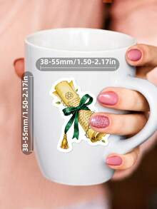 56Pcs Green Forest Magical Witch Mixed Stickers, Fresh Watercolor Texture, Fantasy Patterns Including Magic Carriages, Deer Antler Spirits, Ancient Spell Books And Flower Butterflies, For Laptop, Helmet, Guitar, E-Bike Shell Decoration - Multicolor - View 4