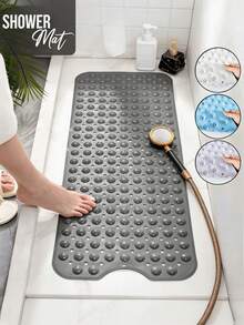 1pc Large Non-Slip Bathroom Mat With Strong Suction Cups And Drainage Holes, Quick-Dry Machine Washable Bathtub Mat, Comfortable And Durable, Suitable For Bathtub, Shower Floor, Bathroom Home Decor - Multicolor - View 3