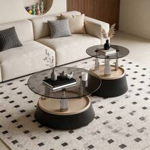 Set Of 2 Coffee Tables With Glass Top - Modern Stackable Design For Living Room, Tempered Glass, Metal Frame, Space-Saving, Approx. - Black + Glass+Metal - View 6
