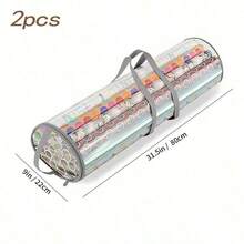 Multi-Color Wrapping Paper Storage Bag, Vertical Cylindrical Organizer With Transparent Window And Reinforced Handle, Waterproof And Dustproof Large Capacity, Suitable For Wrapping Paper, Ribbons, Bows And Handmade Crafts Ideal For Closet,Craft Room - Multicolor - View 16