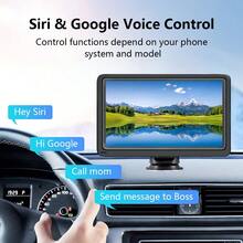 Layar Mobil Portabel 7 Inci, Apple CarPlay & Android Auto Nirkabel dan Berkabel, Bluetooth V5.3 Pemancar FM Kartu TF AUX, Layar 1024*600, Dukungan Video Mundur, Pemutar Multimedia Mobil 12-24V - Hitam - View 5