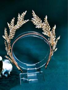 1pc Elegant Alloy Leaf Decorated Princess Crown Hair Accessory Wedding Party Ornament Suitable For Celebration Ball Festival Gift - Gold - View 3