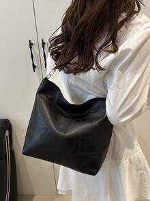 2026 Summer New Fashion Handheld Shoulder Crossbody Large Capacity High-Quality Commuter Tote Bucket Bag Women's Purse - Black - View 6