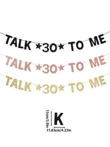 Talk Thirty To Me-banderoll, rolig guldglitterpappersdekoration för 30-årsfödelsedagsparty för män/kvinnor - Visa 5