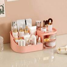 Large Capacity Countertop Makeup Organizer With Clear Sliding Drawers, Multi Compartment Skincare Cosmetic Storage Caddy, Desktop Vanity Holder For Makeup Brushes, - White - View 15