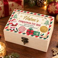 Custom Christmas Eve Keepsake Box, Personalized Rustic Wooden Memory Box For Home Decor, Festive Name Storage Case, Customized Name Holiday Gift Box, Customizable Seasonal Keepsake For Christmas Party Display, Christmas Party Decor, Merry Christmas - Style I - View 3