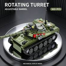 Main Battle Tank Assembly Set, 302+ Pieces 1:35 Scale Adult Collector Grade Model Kit, Rotating Turret And Track Chassis, Suitable As Christmas, Halloween, Thanksgiving And Birthday Gifts For Hobby Collectors - Green - View 5