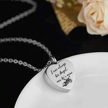 Heart Urn Necklace For Ashes Motorcycle Cremation Jewelry For Ashes -I Was Always His Angel Now He's Mine - Silver - View 4