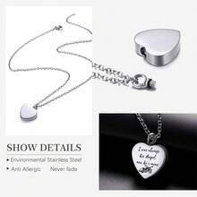 Heart Urn Necklace For Ashes Motorcycle Cremation Jewelry For Ashes -I Was Always His Angel Now He's Mine - Silver - View 3