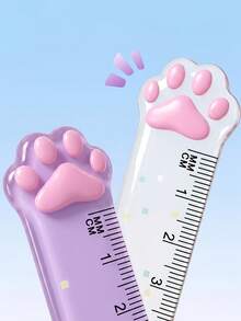 1pc/4pcs Pixel Style Cat Paw Straight Ruler, Cute Cartoon Colorful Measuring & Drawing Ruler, Great For Drawing Straight Lines, Daily Use, Small Gift - Multicolor - View 4