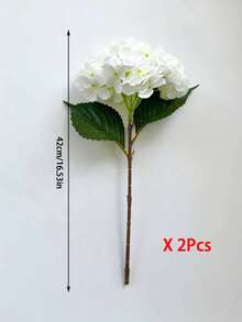 2pcs Artificial Hydrangea Flowers, Suitable For Wedding, Bridal Bouquet, Home And Room Decor, Autumn Style, Halloween, Party, Bedroom, Bathroom, Tabletop Display, Outdoor Scene, Back To School Theme, Wall Decor And Office - White - View 8