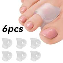 QKC 6pcs Transparent Soft Toe Separators, Comfortable Foot Care Pads, Suitable For High Heels And Sports Shoes Forefoot Cushions - Transparent White - View 1