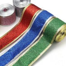 1 Roll/1.5 Inch Wide Christmas Ribbon With Glitter Powder Decoration, Suitable For DIY Holiday Decor, Christmas Tree Decoration, Party Gift Wrapping And Bow Making - Christmas Glitter Style - View 5