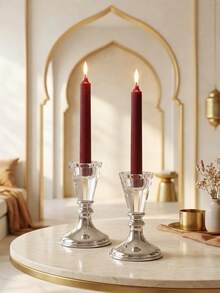 Light Luxury Exquisite Glass-Metal Spliced Candle Holder – Table Wedding Decoration, Home Ambiance Soft Decor Prop For Living Room, Office, Party, Holiday & New Year Gift - Affordable Luxury - View 10