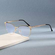 1pc Metal Cat Eye Dual-Color Rhinestone Decorated Indoor/Outdoor Color-Changing Multi-Purpose Fashion Versatile Women's Glasses - Discoloration - View 3