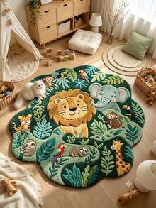 1pc Jungle Animal Floral Shaped Doormat, Christmas Gift, Door Mat, Small Rug, Welcome Mat, Carpet, Floor Mat, Outdoor Doormat, Kitchen Rug, Home Decor, Front Door Mat, Area Rug, Outdoor Mat - Multicolor - View 1