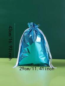 6pcs/1pc Large Capacity Christmas Drawstring Gift Bags, Packaging Bags, Storage Bags, Party Favor Bags, Large Durable Plastic Gift Bags, Holiday Shopping Bags, Suitable For Christmas, Daily Use And Theme Parties - Style 1 - View 3