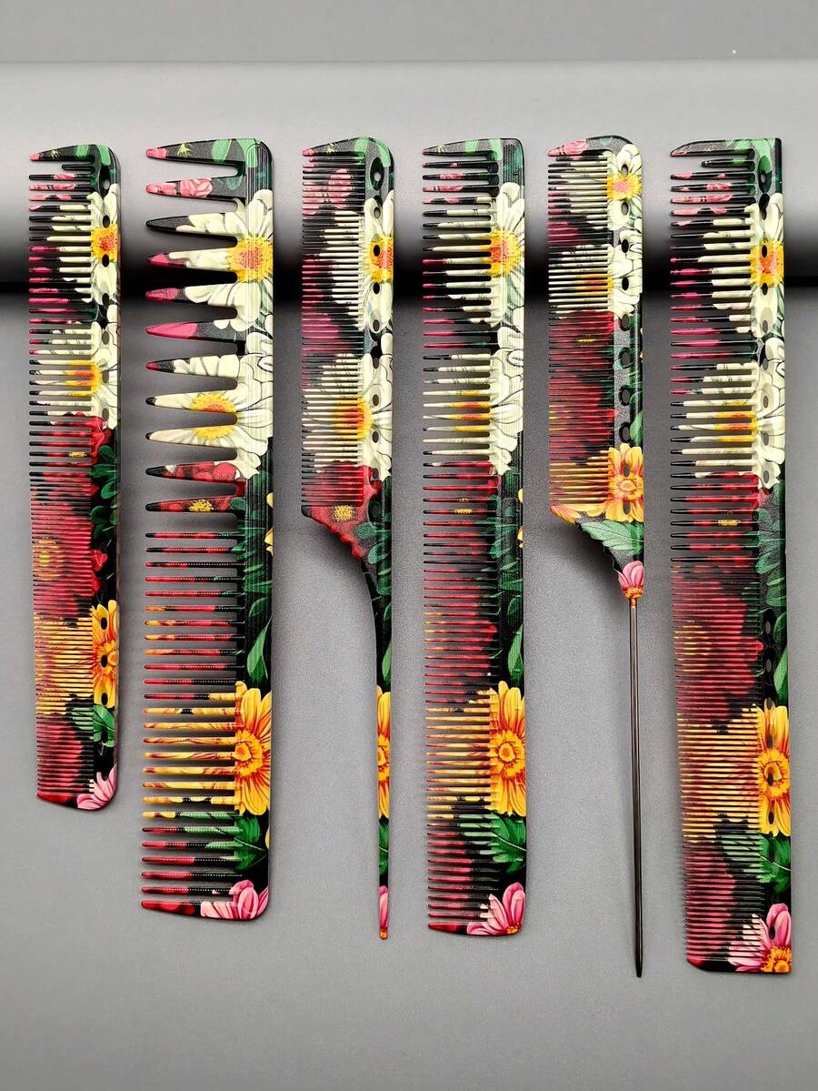 Fashion Pattern Hair Cutting Comb, High-Quality Hair Comb, Essential Salon Hairdressing Comb, Tail Comb, Unisex Hair Comb, Multiple Styles Available - Multicolor - View 1