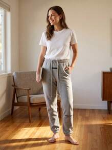 Fear Of God ESSENTIALS SS22 Dark Oatmeal Fleece Jogger Sweatpants, Relaxed Fit Drawstring Elastic Cuff Streetwear Trousers, For Daily Outing - DARK OATMEAL - View 4