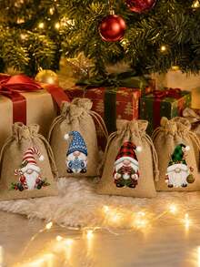 New Christmas Gift Bags With Drawstring Closure, Christmas Gift Pouches, Drawstring Storage Bags, Jewelry Gift Bags Suitable For Christmas Gift Giving - A - View 5