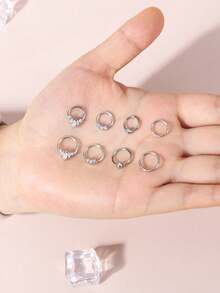 TOKRING 16G Clicker Septum Rings Hinged Hinged Nose Rings Hoop,Daith Cartilage Earring Clicker Septum Jewelry Hinged Lip Helix Rook Tragus Piercing Jewelry For Halloween Decoration - Silver - View 1