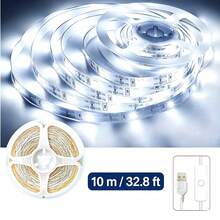 White & Warm White USB LED Light Strip, Indoor Background LED Lights With Push Button Controller, Easy Installation For Living Room, Holiday Party Home Decor - Multicolor - View 10