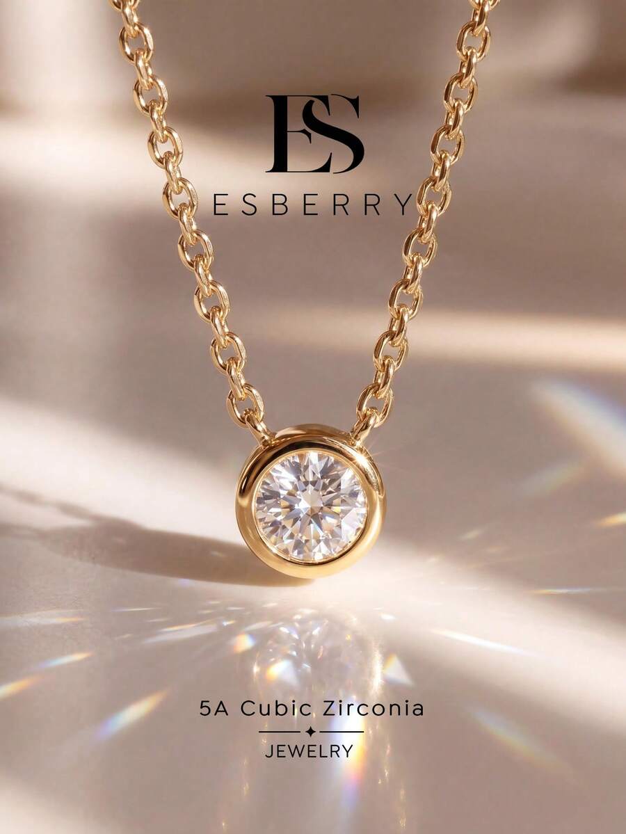 1pc Round Necklace, Exquisite Women's Jewelry, Suitable For Balls, Dates, Holidays, Anniversaries And Other Special Occasions - Gold - View 1