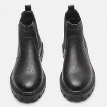 Men's Casual Chelsea Boots, Business Commute Men's Boots, Lightweight Comfortable, Vintage Thick Sole Ankle Boots - Black - View 8