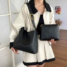 Minimalist Soft Leather Mother-Daughter Tote Bag For Women, Adjustable Shoulder Strap, Shoulder Underarm Bag, Large Capacity, Commuter Versatile Mother-Daughter Bag - A - View 4