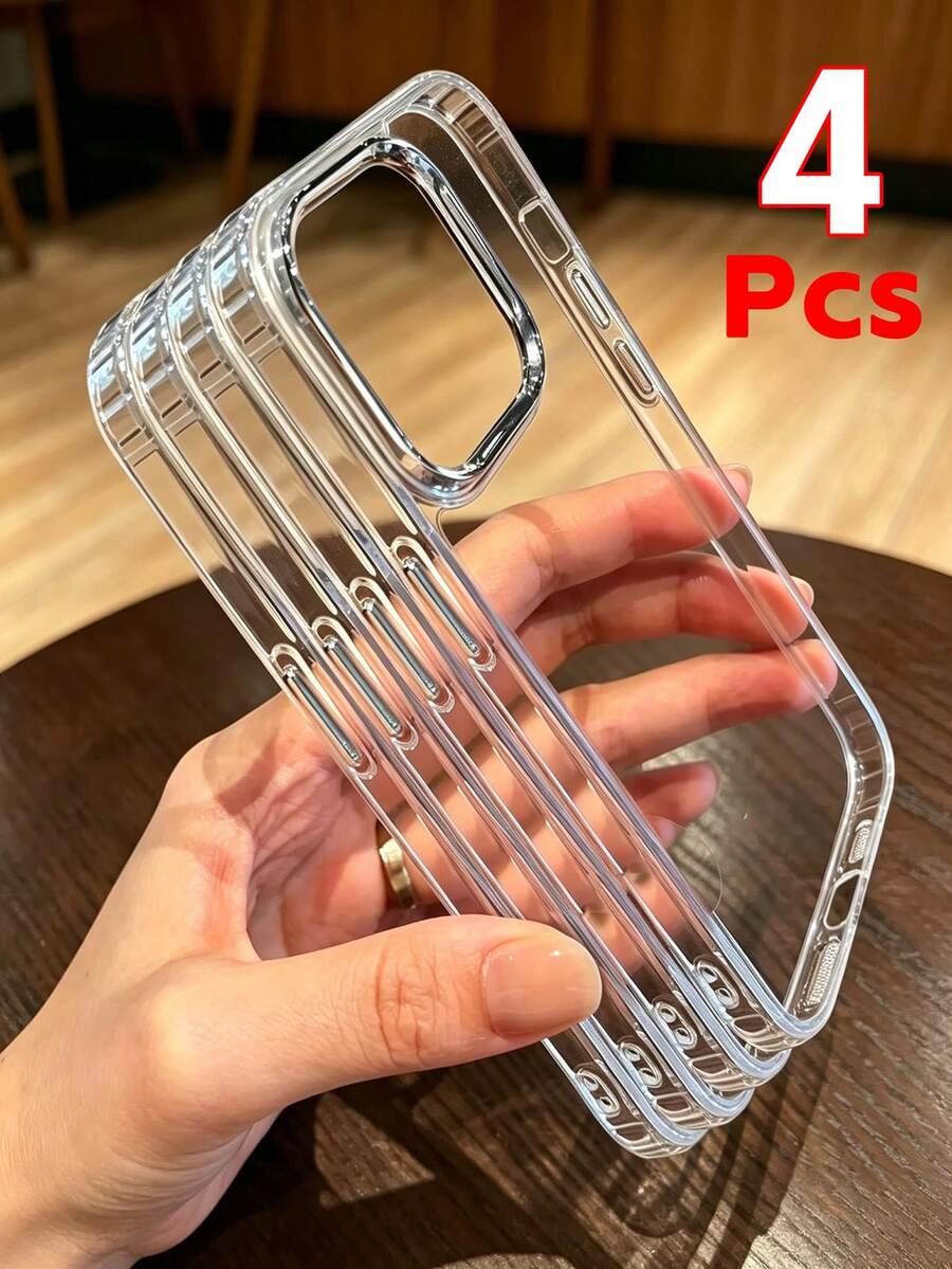4件裝透明手機殼,相容 iPhone 18 Pro Max/18 Pro/17 Air/17/16 Pro Max/16/15 Pro Max/15/14/13/12/11 系列,附加高鏡頭框與軟 TPU 防震保護套,高清透明防刮超薄手機殼,適合日常更換 - 4入透明 - 查看 1