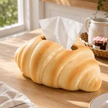 1pc Realistic Bread Shaped Tissue Box, Fun Pretzel Toast Design, Tissue Box Holder Fits 10.92x7.87cm Tissues, Desktop Tissue Organizer, Kitchen Decor And Accessories, Creative Food Themed Home Decor For Living Room Bedroom Office Cafe Bathroom - Multicolor - View 3