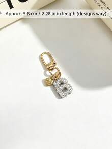 1pc Sparkling Rhinestone Inlaid 26 Letters Heart Pendant Car Key Bag Charm Necklace Friendship Couple Gift - Random Styles - View 2