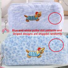 Plush Leopard Print Pencil Case, Cute Dachshund Embroidery Large Capacity Pencil Pouch With Flower Charm, Portable Cosmetic Storage Bag, Suitable For Office And School Supplies - Single Piece - View 3