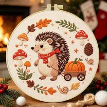 1件裝 15*15cm/5.9*5.9in 或 20*20cm/7.9*7.9in 秋季貓咪與刺蝟刺繡套件,DIY手工刺繡組,適合成人初學者,居家禮物、女性縫紉禮品,含使用說明書、印花布料、刺繡框、針線 - 15x15公分 - 查看 16