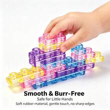 KNYYSECQ Children's Transparent Rainbow Building Blocks Toy - Stacking And Assembling Blocks, A Gift For Parent-Child Interaction For Boys And Girls - Multicolor - View 5