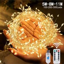 1 Fairy Light LED Firecracker Light 8 Flicker Mode USB Remote Timer Star Cluster String Lights, Christmas Tree Decoration Indoor Ceiling Bedroom Garland Window Wedding (Warm White/Multi-Color/White, Gorgeous Style, Christmas Occasion, Space Theme - USB Firecracker Light - View 3