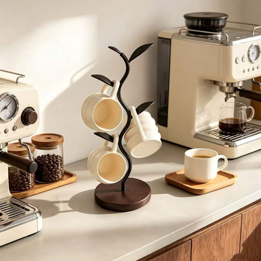Nordic Style Vertical Tree-Shaped Cup Holder, Minimalist Coffee Cup Storage Rack, Living Room Desktop Key Holder, Kitchen Creative Organizer, Home Decor Accessory, High-Value Home Decoration Ornament, Ideal Housewarming Gift For Friends And Family - Multicolor - View 1