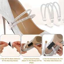 1 Pair High Heel Shoe Straps, Anti-Slip Heel Strap, High Heel Fixing Strap, No Installation Tie, Sandal Fixing Buckle Strap (Includes Stable Non-Slip Pads) - High Heels Laces - View 4