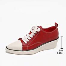 2026 Women's Casual Lace-Up Platform Thick Sole Versatile Fashion Sports Shoes - Red - View 5