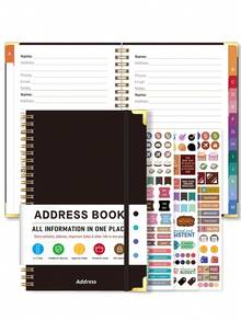 1pc A5 Spiral Address Book With 3 Sticker Sheets, A-Z Tabs & Contact Pages For Name, Address, Phone, Email & Notes, Office Decor And Accessories, Halloween Notebook, Nurse Essentials, Bible Study Materials - A - View 10