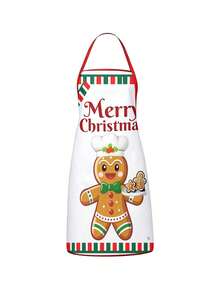 2Pcs Christmas Gingerbread Man Kitchen Apron, Merry Christmas Chef Cookie Printed Adjustable Cooking Apron, Xmas Holiday Kitchen Decor Christmas Gift - Multicolor - View 4
