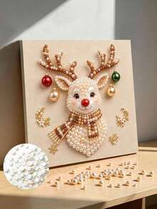Handmade Pearl Painting Set, Cartoon Elk Design, Full Set Of Hand Tools, Latest Picture Frame Art, Christmas Gifts. - A - View 2