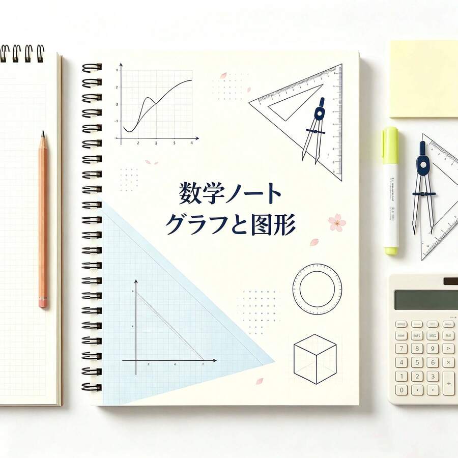 A5 Black Spiral Bound Math Grid Notebook, Japanese Style Coordinate Curve Geometry Compass Triangle Ruler Protractor Print Cover, 100 Pages Spiral Notebook, For Math Class Drawing And Formula Recording, Back To School Student Stationery - A5-math - View 1
