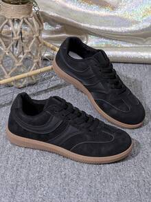Women Casual Sneakers, Lace Up Design, Low Profile Sole - Black - View 6