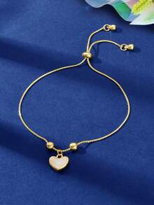 Heart Charm Bracelet Valentines,Mom,Mother,Mother's Day,Gift - Yellow Gold - View 1