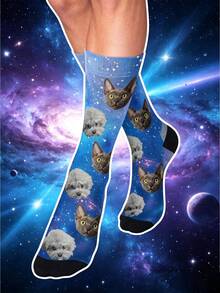 1 Pasang Kaos Kaki Kustom dengan Foto Wajah Bebas, Motif Hati, untuk Pat, Kucing dan Anak Anjing, Hadiah Terbaik untuk Teman - MultiWarna - View 5