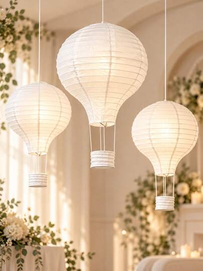 1/4/6/10pcs 12 Inch White Hot Air Balloon Paper Lanterns, Hanging Hot Air Balloon Decorations And Party Centerpieces, Suitable For Weddings, Birthdays, Baby Showers, Anniversaries, Engagements And Home Party Decor