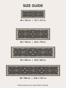 1PC Vintage Persian Floral Runner Rug, Black Beige Boho Oriental Long Area Rug, Non-Slip Floor Mat For Hallway, Entryway, Kitchen & Living Room - Multicolor - View 8