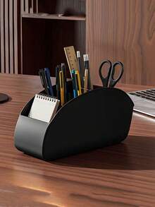 1pc Multi-Compartment Makeup Brush & Remote Control Storage Box, Multifunctional Desktop Organizer For TV Remotes, Stationery, Glasses, Cosmetics And Small Items, Space-Saving Bedside Cabinet Storage Box, Creative Practical Home Office Organizer - Multicolor - View 5