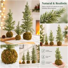 Desktop Christmas Tree, Artificial Pine Tree With Natural Moss Ball Base, Rustic Style Small Christmas Tree Decoration, Suitable For Home, Office Desk, Mantel, Fireplace, Holiday Centerpiece - Multicolor - View 3